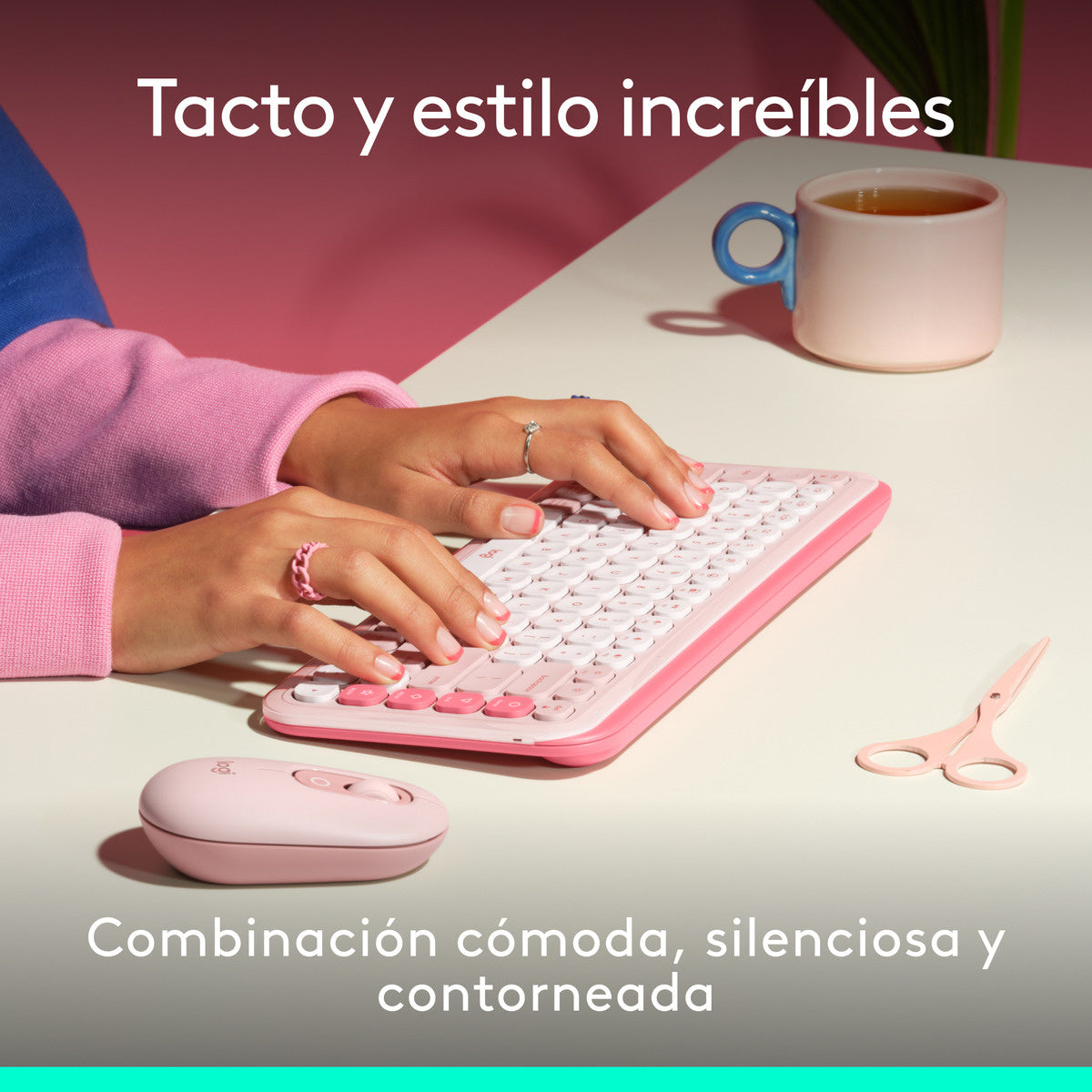 Kit Teclado Y Mouse Logitech Pop Icon Español Rosa