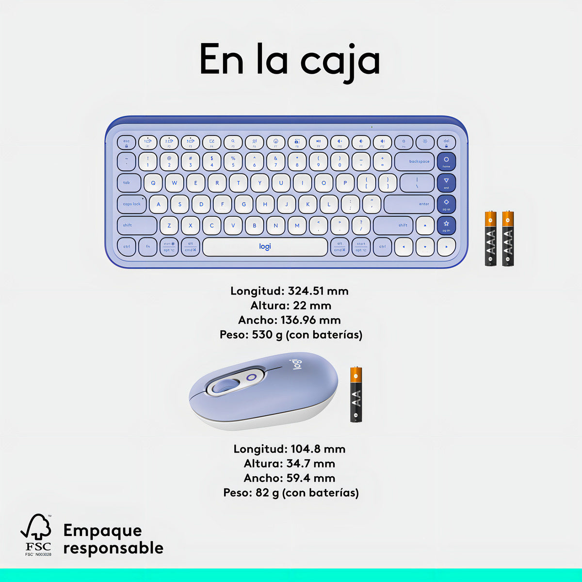 Kit Teclado Y Mouse Logitech Pop Icon Español Lila