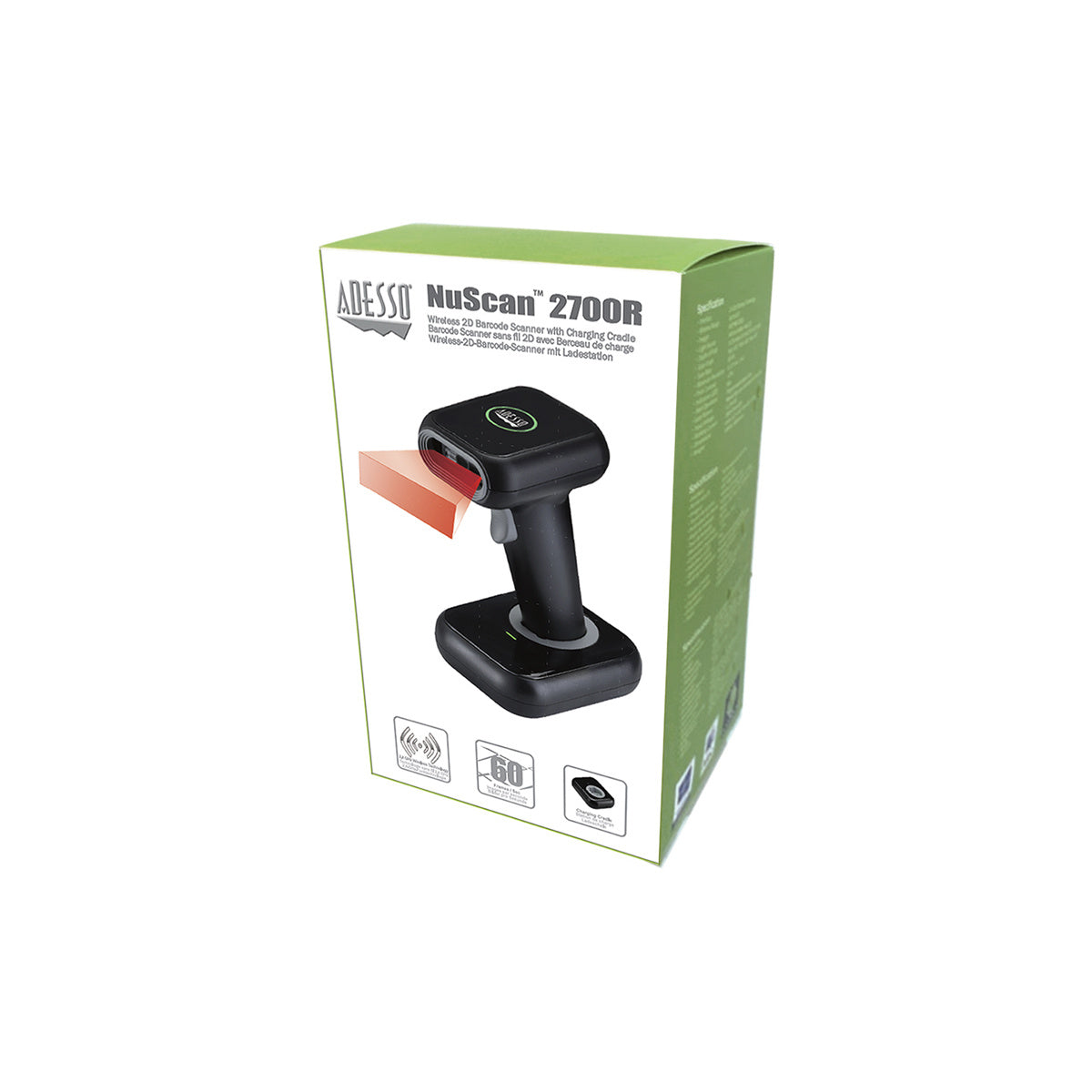 Adesso NuScan 2700R Escáner de código de barras 2D