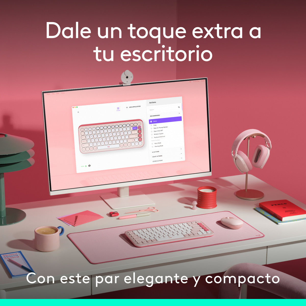 Kit Teclado Y Mouse Logitech Pop Icon Español Rosa